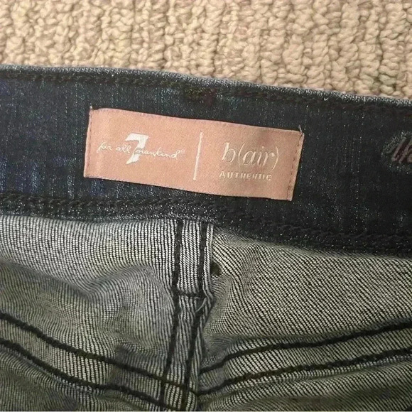SEVEN 7 FOR ALL MANKIND SIZE 29 B(AIR) DENIM HIGH WAIST SKINNY JEANS WITH VELVET - Picture 9 of 13